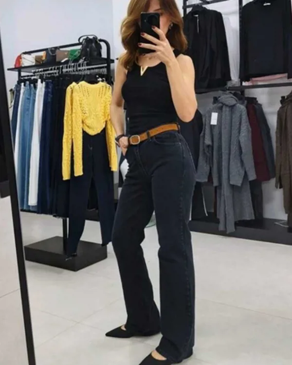 Jeans, Süet Kemer Detay