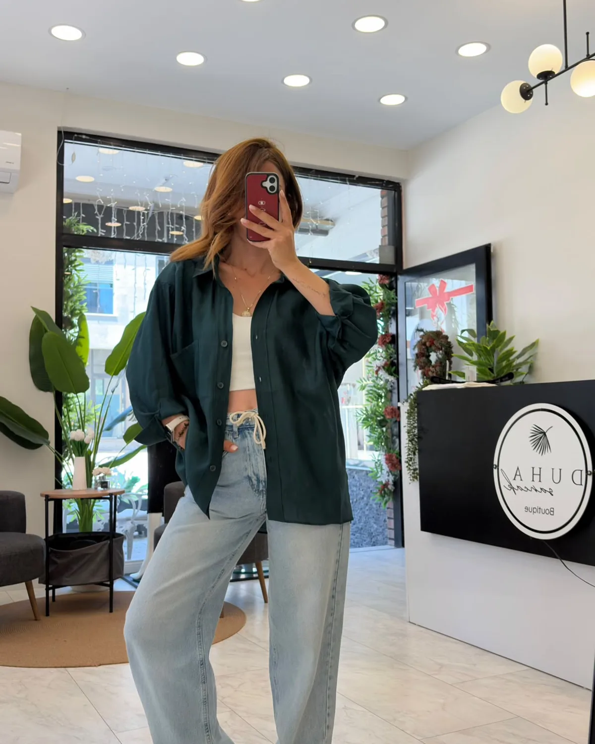 Oversize Dökümlü Tencel Gömlek
