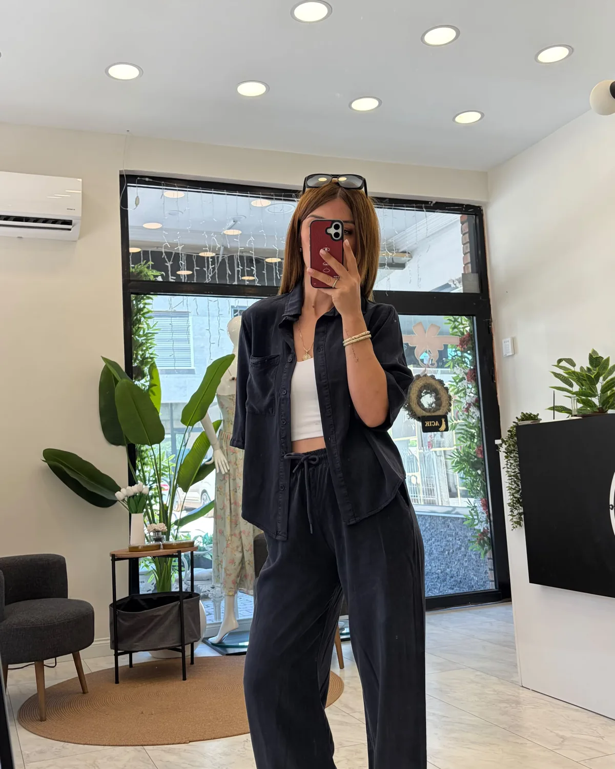 Lacivert Tencel Yıkamalı Gömlek Pantolon Takım