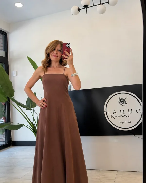 Tencel Elbise Kahverengi