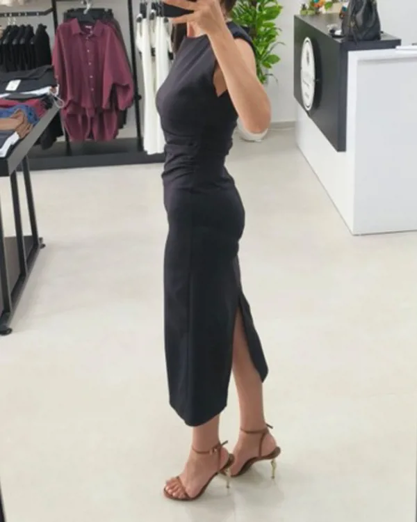Bel Drape Detaylı elbise