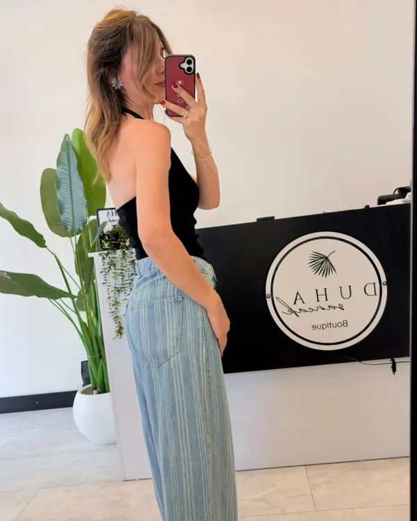 %100 Cotton Tencel Jean Çizgili