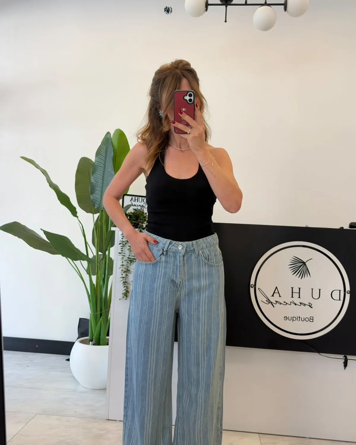 %100 Cotton Tencel Jean Çizgili