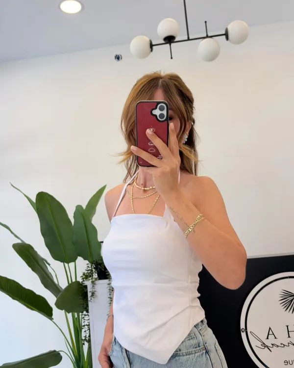 Halter Yaka Top Beyaz