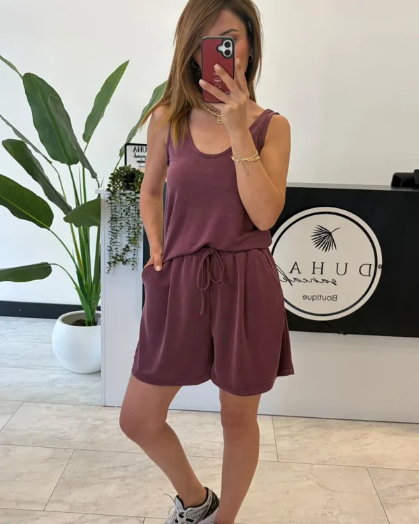 Şortlu Modal Takım Bordo