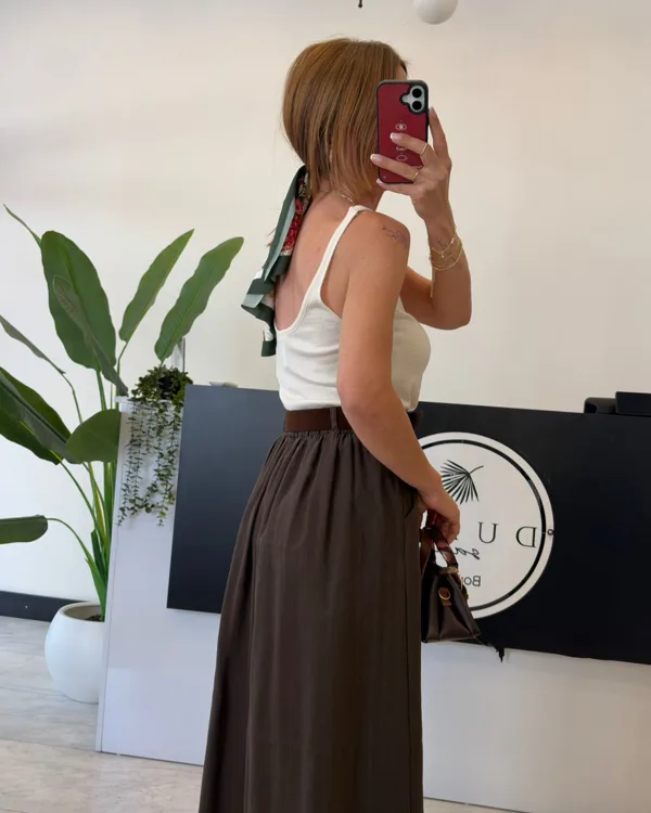 Tencel Etek Pantolon Kahverengi