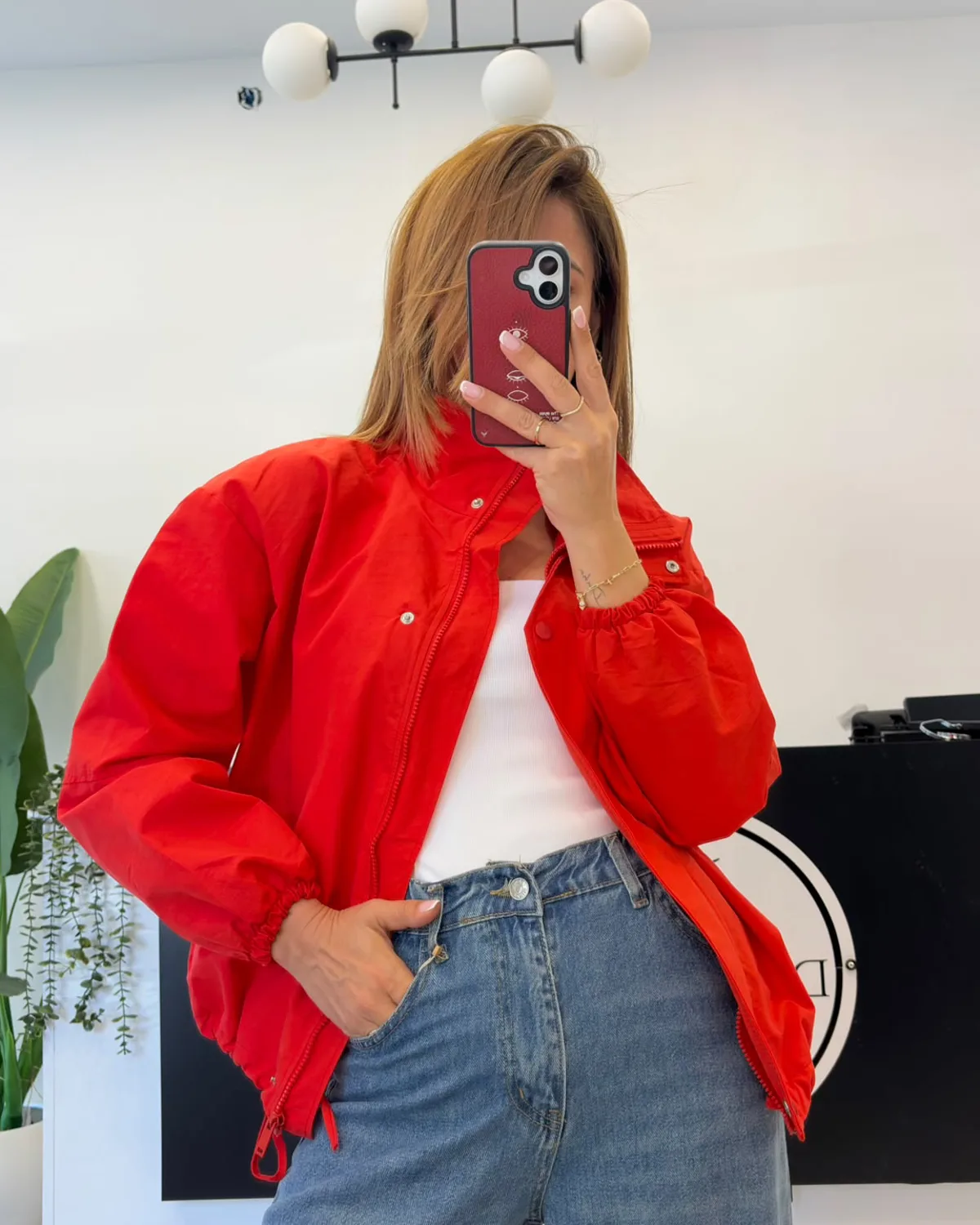 Marka Model Bomber Ceket Kırmızı