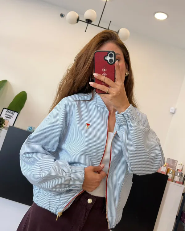 Marka Model Bomber Ceket Mavi Çizgili